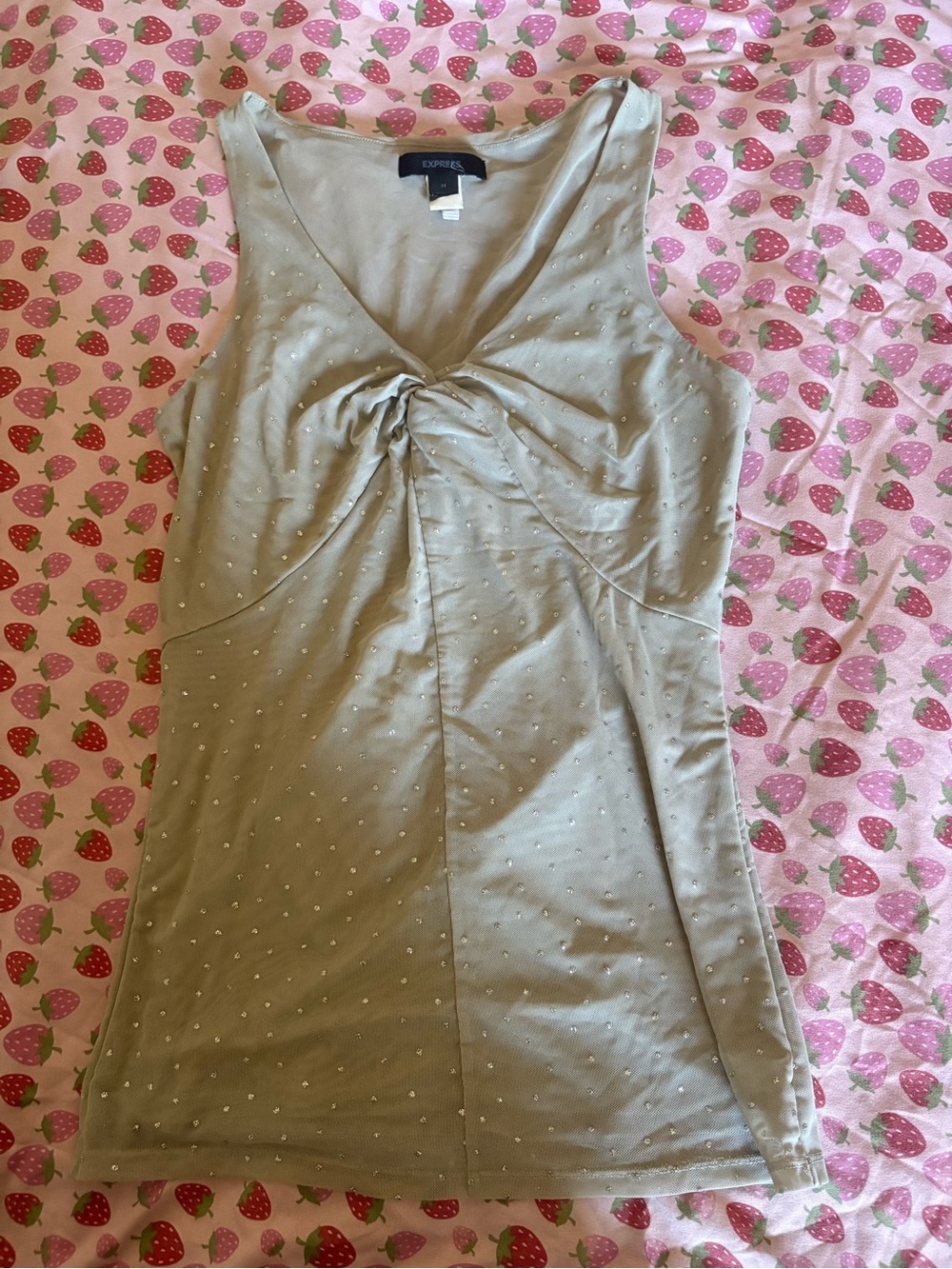 Express Olive Green Sleeveless Top with Stud Accents